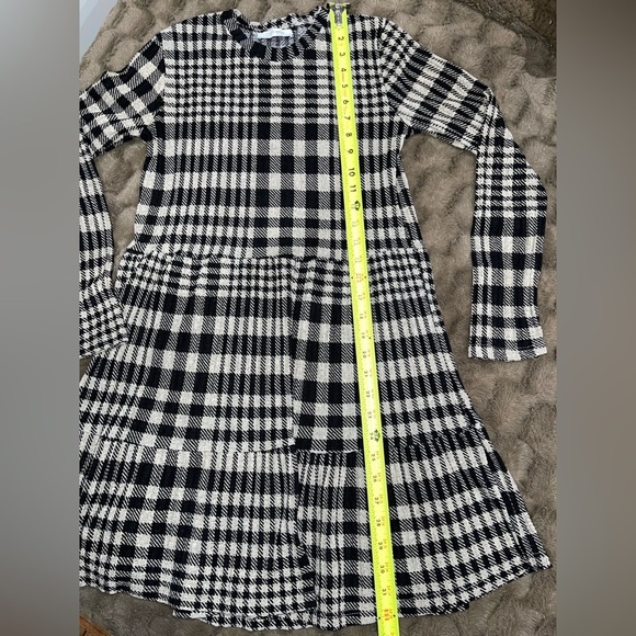 Zara Dress Womens Size Medium Tan & Black Academia Plaid Peplum Babydoll - Picture 5 of 8